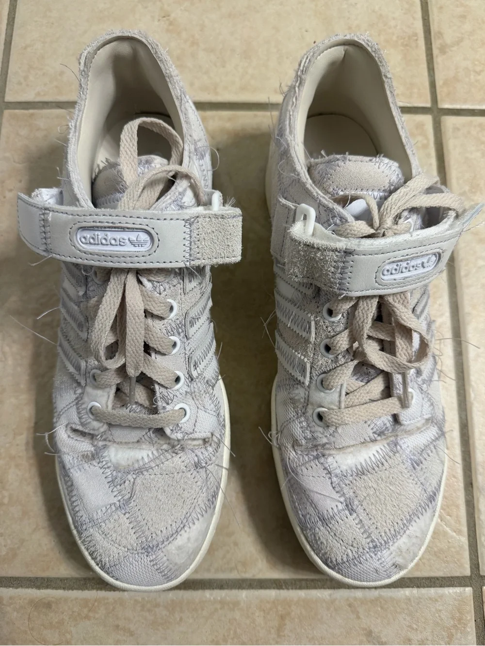 adidas Low-Top Sneakers in Light Gray and Creamy White